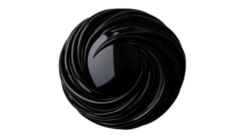 Glossy Black Organic Vortex, Flowing Shapes, cut out transparent png
