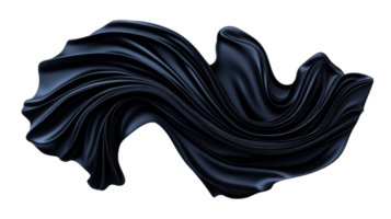 Elegant dark satin fabric with delicate folds and shine, cut out transparent png