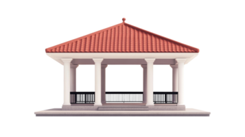 Classic gazebo with tile roof structure, architecture, design, cut out transparent png
