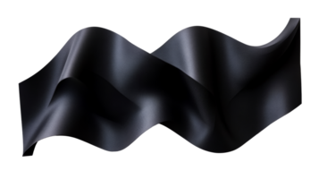 Abstract waving black ribbon design with texture, cut out transparent png