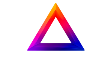 Gradient triangle shape with bright colors on black background, cut out transparent png