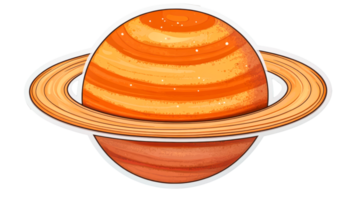 Saturn planet with rings on a black background, cut out transparent png