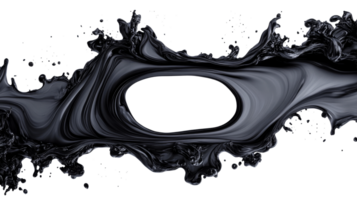 Abstract liquid frame splash, dynamic flow wave effect, cut out transparent png