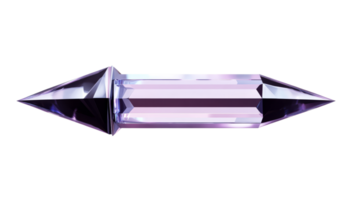 Shiny crystal object with sharp edges on black background, cut out transparent png