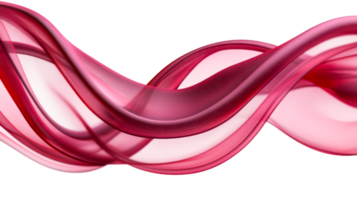 Elegant flowing red ribbon design, abstract background, cut out transparent png