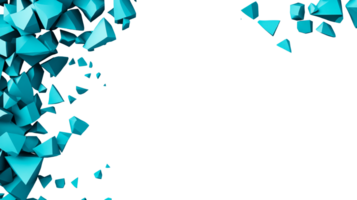 Turquoise angular geometric shapes, abstract composition, cut out transparent png