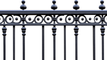 Forged fence element with decorative spheres, cut out transparent png