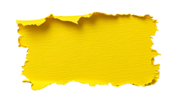 Textured yellow paper fragment, torn edges, vibrant color, isolated , cut out transparent png