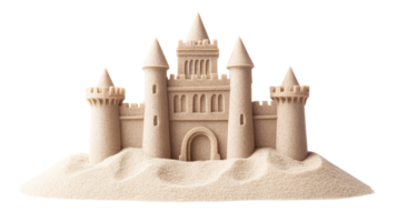 Sandcastle isolated, summer vacation building, architecture fairytale, cut out transparent png