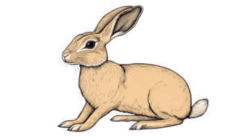 Hare in a Resting Pose with Detailed Fur Texture, cut out transparent png