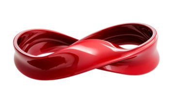 Red Infinity Loop, 3D Rendering, Abstract Design Element, cut out transparent png