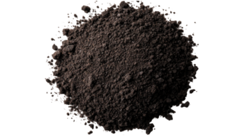 Soil Heap isolated on black background, cut out transparent png