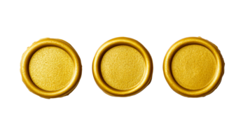 Three gold coins are displayed in the middle, cut out transparent png