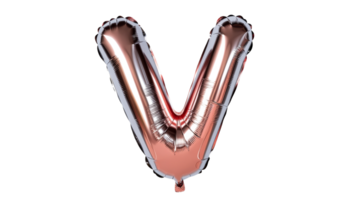 Shiny foil letter V balloon, elegant font shape, isolated, celebration , cut out transparent png