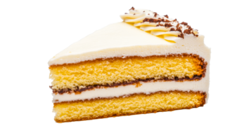 Delicious slice layered cake with buttercream frosting and chocolate , cut out transparent png