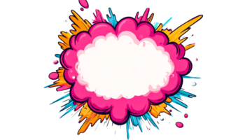 Comic book explosion graphic, speech bubble design, burst effect, cut out transparent png