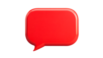 Red speech bubble with rounded edges, cut out transparent png