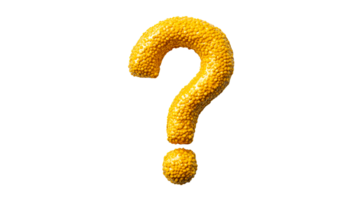 Corn kernel question mark symbol, maize texture pattern, cut out transparent png