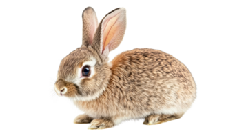 Close up adorable fluffy rabbit, isolated on a black background, cut out transparent png