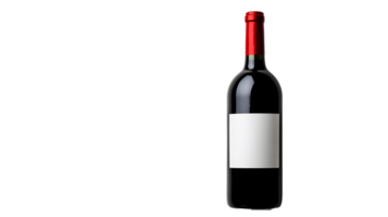 Dark bottle of red wine with a blank label, cut out transparent png