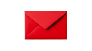 Square red envelope, mockup for message, letter idea, mailing, cut out transparent png