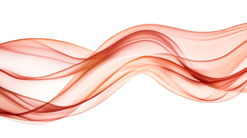 Flowing, airy, abstract design with copper-red waves on black, cut out transparent png