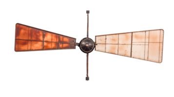 An old wind vane with rust, steampunk design element, cut out transparent png