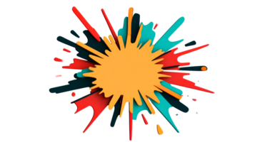 Multicolored burst of paint, abstract splash, vibrant, explosion, cut out transparent png