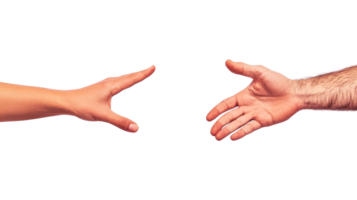 dos manos alcanzando fuera con palmas abierto a cada otro, cortar fuera transparente png
