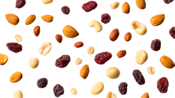 Trail mix with nuts and dried cranberries, cut out transparent png