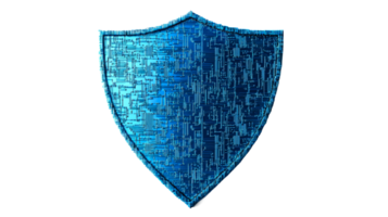 Digital Security Shield with Tech Circuitry Design, cut out transparent png