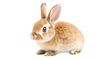 Adorable bunny with soft, fluffy fur posing, cut out transparent png