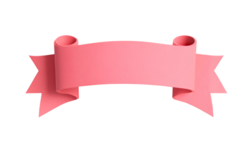 Decorative pink banner scroll, 3D render graphic design , cut out transparent png