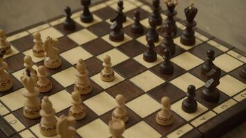 Chess Game in Progress on Wooden Chessboard video
