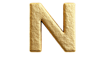 Letter N golden textured, font design, graphic resource, cut out transparent png