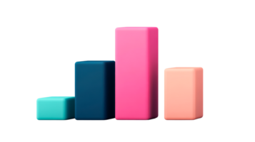 Colorful bar chart presentation, data representation, statistic, cut out transparent png