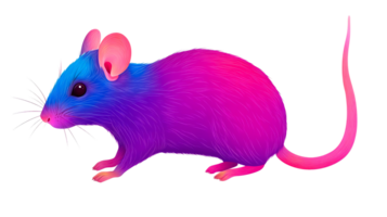 Digital illustration of a mouse with vibrant colors, cut out transparent png