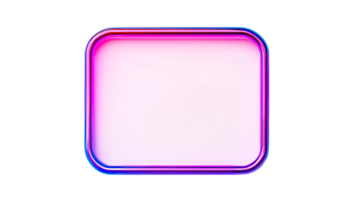 Rectangular glossy frame with neon illumination, cut out transparent png