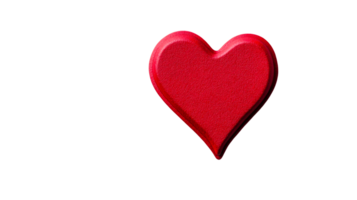 Red, textured heart with volumetric effect, on a black background, cut out transparent png
