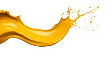 Yellow paint splash motion design, vibrant color flow, art creation, cut out transparent png