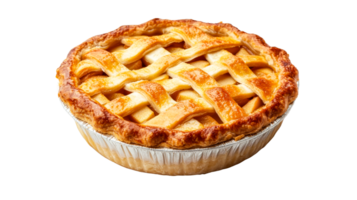 Fresh apple pie dessert with lattice crust, delicious, cut out transparent png