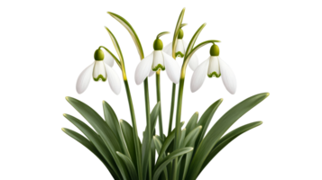 Delicate snowdrops in bloom, a sign of spring, cut out transparent png