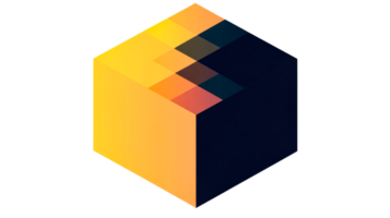 Abstract gradient cube, shapes composition, minimal design, cut out transparent png