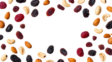 Nuts and Dried Fruits Background Isolated, cut out transparent png