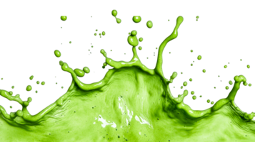 Splashing vivid green liquid in dynamic explosion, cut out transparent png