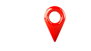 Bright red location pin symbol on transparent background for mapping png