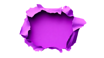 Colorful torn paper with a vibrant purple background effect png