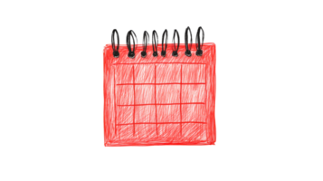 Calendar with red cover and grid layout for scheduling plans png
