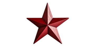 Red five pointed star shape with a transparent background png