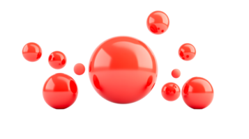 Red spheres floating, abstract composition, 3d rendering illustration, cut out transparent png